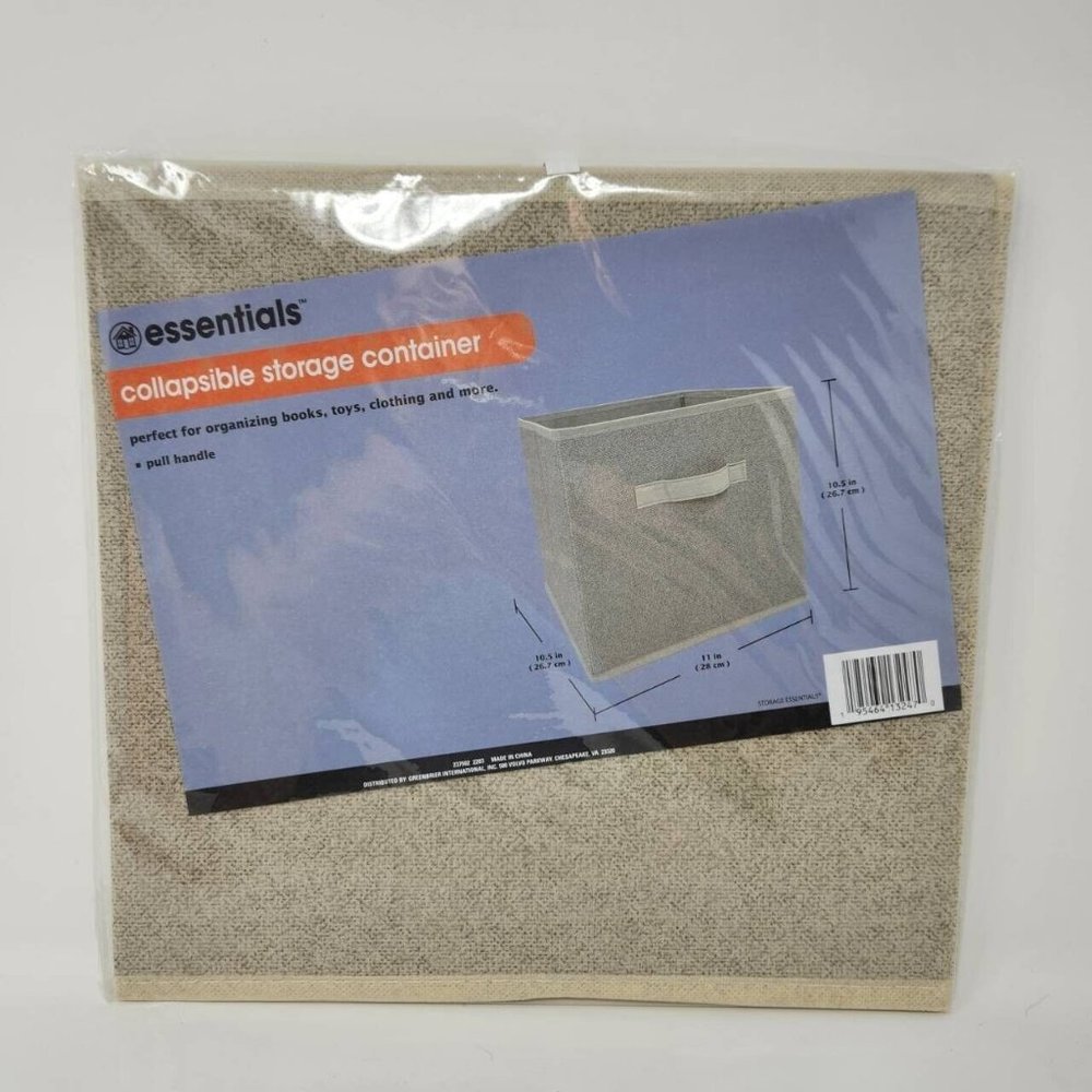 Essentials Tan Collapsible Storage Container with Handles, 11 x 10.5 x 10.5 in.